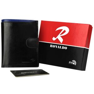 Férfi bőr pénztárca N104L-VT FEKETE-KÉK RFID