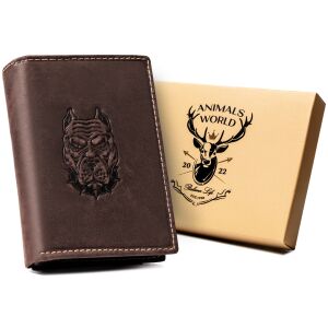 Férfi bőr pénztárca N4-CHM-DOG-2 BARNA 145982585 - Férfi pénztárca