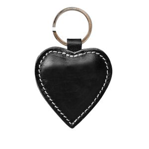 Bőr kulcstartó - szív HG010 Fekete
