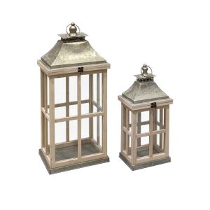 Fából készült lámpások fém tetővel 2db