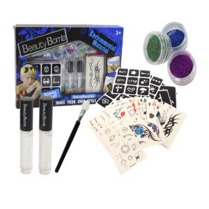 Beauty Bomb tetoválás készítő készlet gyerekeknek - vagány matricákkal, csillámokkal -könnyen lemosható (BBJ) 145999090 - Tetoválás