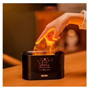 Láng hatású Flame aroma diffúzor és párásító -180 ml , USB, sötétbarna (BBV) 145999286 - Légfrissítő