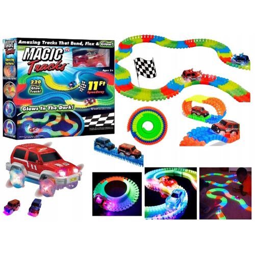 Magic Tracks versenypálya szett LED autókkal és csomagolással - Autópálya és parkolóház