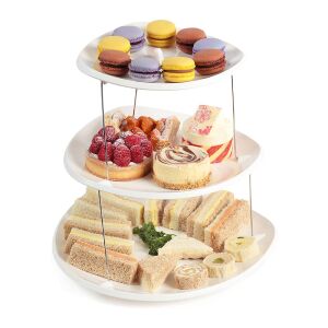 3 szintes kihajtható mágneses nasi tartó edény - összecsukható emeletes party csemege tartó és szervírozó - lapos, fehér (BBM) 146003358 - Konyha & Étkezés