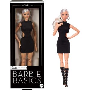 Mattel Barbie Basics Model 02 Szőke hajú fekete ruhás gladiátor csizmás baba (JBH71) 146011137 - Mattel