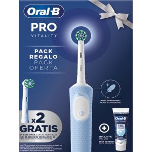 Braun Oral-B Vitality Pro Forgó-Oscilláló Elektromos Fogkefe + 2 pótjej + Fogkrém - Fehér / Kék (8700216752022) 146011646 - Szépség & Egészség