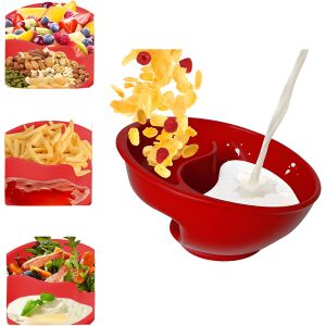 Teno® 3 az 1-ben müzlis tál, beépített elválasztó, hátsó fogantyú, ropogós müzli, univerzális, 18,5 x 10 cm, piros 146011968 - Tál