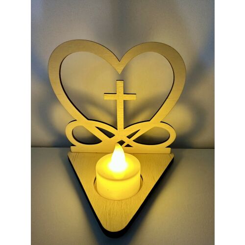 Örök fény – szív és kereszt motívumos mécsestartó 146017332
