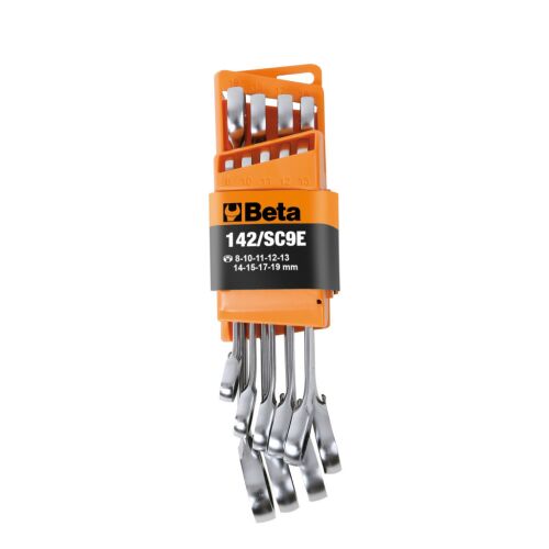 142/SC9I-E Csillag-villáskulcs készlet, 9 darabos, átváltós racsnival, kompakt tartóval 146026031