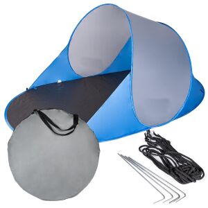 Cort pliabil pentru plajă și grădină cu protecție UV, culoare albastru-argintiu, cu husă de transport 146026599 - Jucării gonflabile și jucării de plajă