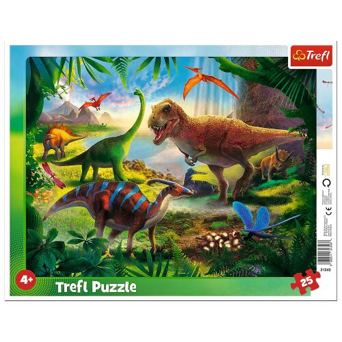 Trefl Dinoszauruszos puzzle, 25 darabos. Szórakoztató és oktató dinoszauruszos kirakó 4+ éves gyerekeknek. - Puzzle és kirakó
