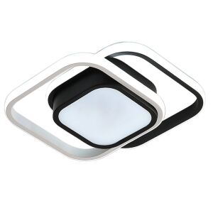 Kerek LED mennyezeti lámpa Macvi®, 32W, 3600lm, hideg fény 6500K, alumínium, IP20, modern design fekete/fehér, 27x22 cm, nappaliba, hálószobába, irodába, konyhába.