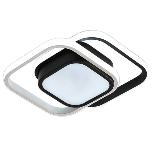 Kerek LED mennyezeti lámpa Macvi®, 32W, 3600lm, hideg fény 6500K, alumínium, IP20, modern design fekete/fehér, 27x22 cm, nappaliba, hálószobába, irodába, konyhába. 146037023