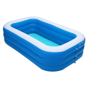 Macvi® felfújható medence ellenálló PVC-ből, 305×180×60 cm, 6-8 személyes, vastag falakkal, hangulatos kialakítással kertbe és teraszra.