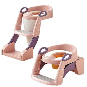 Macvi® CozyMood 3 az 1-ben gyermek WC-ülőke szűkítő, bilivel és ülőkével, mosható puha párnával, állítható lépcsőfokokkal, csúszásmentes, összecsukható, BPA mentes, rózsaszín-mov 146037141 - WC szűkítő