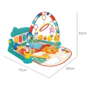 Macvi® aktivitásközpont és babaszőnyeg, interaktív zongora, 5 kivehető játék, mosható, oktatási, 0-12 hónapos korig, több színű