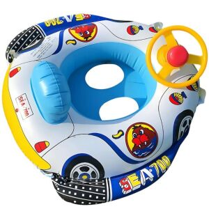 Macvi® felfújható baba ugráló, 2 az 1-ben ugráló és ugráló, kormánykerékkel és dudával, lábtartóval, 60x60x30 cm, +6 hónapos, többszínű 146037253 - Bébi úszógumi