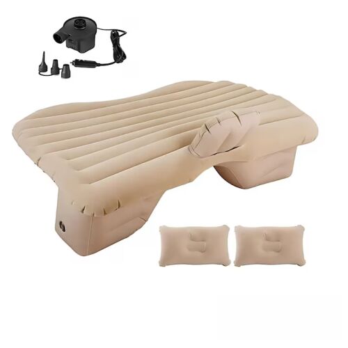 Macvi® Felfújható autómatrac párnákkal és egyensúlytámasszal, ideális hátsó üléshez, kempingezéshez, utazáshoz és pihenéshez, bézs színű 146037373