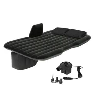 Macvi® Felfújható autómatrac párnákkal és egyensúlytámasszal, ideális hátsó üléshez, kempingezéshez, utazáshoz és pihenéshez, fekete színű