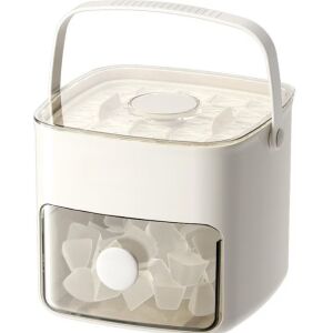 Macvi® jégtartály kivehető fiókkal és higiénikus tálaló fogóval kapacitás 1.5L kompakt kivitel matt fehér