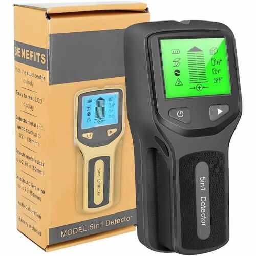 Macvi® 5 az 1-ben digitális kábelérzékelő, fa, fém kábelek és csövek, automatikus kalibráció, digitális kijelző, hordozható, fekete színű 146037427