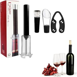 Macvi® 4 az 1-ben borosüvegnyitó készlet, professzionális dugóhúzó fóliavágóval, vákuumdugóval és dugóhúzóval