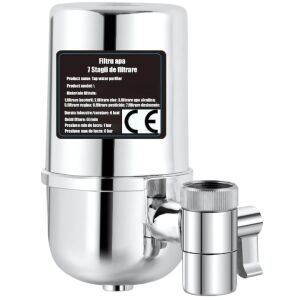 Macvi® vízszűrő csapvízhez, kapacitás 50.000L, 7 szűrési fokozat, újrafelhasználható patron, eltávolítja a szennyeződéseket, klórt és nehézfémeket, gyorsszerelés, ezüst színű