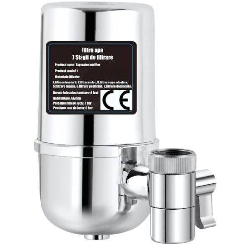 Macvi® vízszűrő csapvízhez, kapacitás 50.000L, 7 szűrési fokozat, újrafelhasználható patron, eltávolítja a szennyeződéseket, klórt és nehézfémeket, gyorsszerelés, ezüst színű