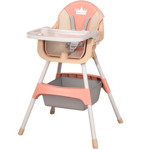 Macvi® 3 az 1-ben baba- és gyerekszék, állítható magasságú, levehető tálcával, tárolóhely, 5 pontos biztonsági övvel, rózsaszínű 146037733