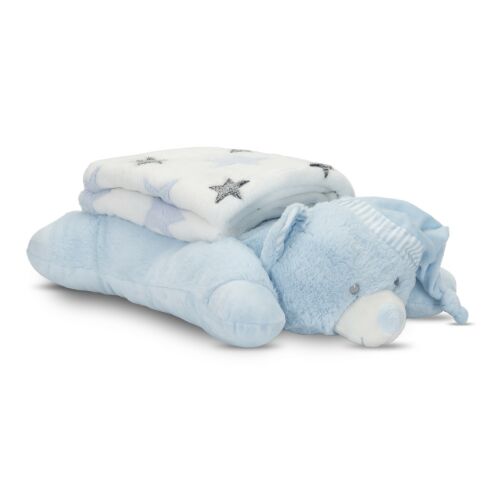 Lorelli Poffy Duo takaró 75x90 cm párnával 45x30 cm - White Blue Teddy Bear 146042476