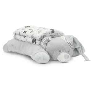 Lorelli Poffy Duo takaró 75x90 cm párnával 45x30 cm - White Grey Teddy Bear 146042501 - Babatakaró