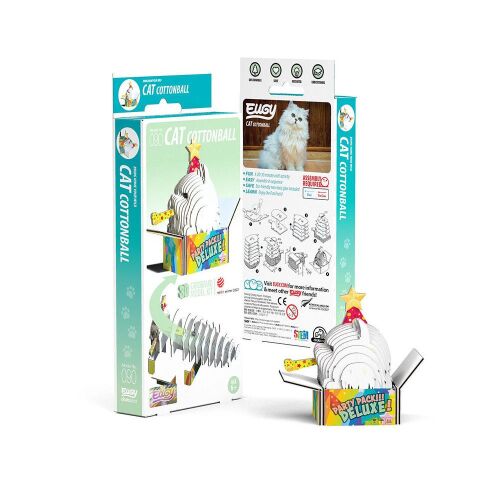 EUGY Cottonball Macska 3D Puzzle Doboz és Összeszerelt Modell - 3D puzzle