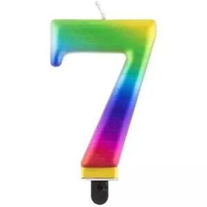 Szivárvány színű születésnapi számgyertya, 8 cm - 7 146051607 - Party kellék