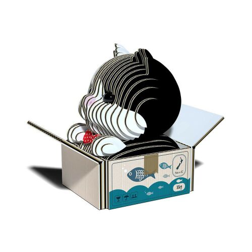 EUGY Tuxedo Macska 3D Puzzle dobozban, karton kézműves készlet - 3D puzzle