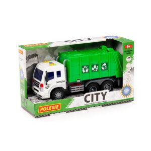 POLESIE műanyag szelektív kukásautó fényekkel, hangokkal SÖTÉTZÖLD