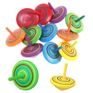 Mini Spinning Top színes fa ügyességi játék 4cm