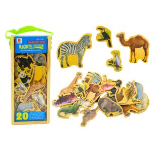 Állatok fából készült mágnesek készlete 20 darab színes