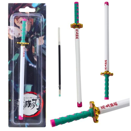 Katana Sword Anime golyóstoll fém fekete tintával cserélhető utántöltő türkiz