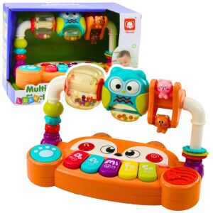 Oktatási zongora interaktív csörgők bagoly narancs 146067269 - Lean Toys