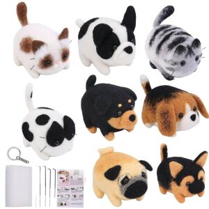 DIY nemezelő készlet - barna és fehér cica