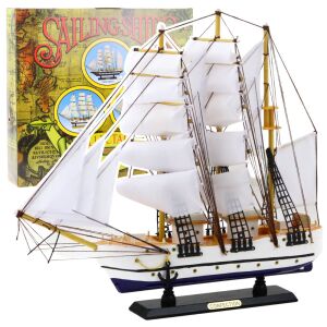 Gyűjthető dekoratív modell vitorlás hajó fregatt fehér 49x43cm 146067884 - Lean Toys