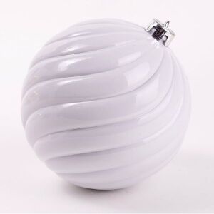 Nagyméretű karácsonyfagömb - 15 cm - bordás fehér 146243151 - Karácsonyfadísz