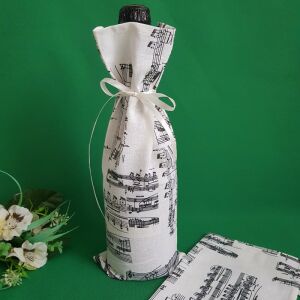 DCS45 - Kottamintás bor textil ajándéktasak, zsák zenekedvelőknek