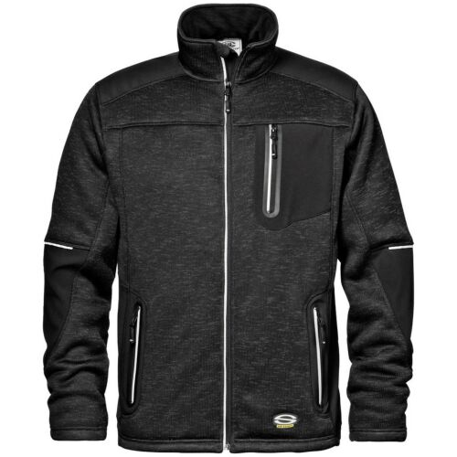 Sir Safety System Fighter munkás kabát, fekete poliészter fleece softshell megerősítésekkel - Munkakabát