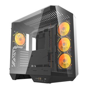 Darkflash DY470 számítógépház fekete + 4 ventilátor + GPU konzol (DY470 fans+holder Bl) 146099795 - Számítógépház