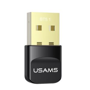 Usams® Bluetooth adapter, USB -&gt; Bluetooth5.1, Bluetooth vevő, Plug&amp;Play, kompatibilis Windows/Linux, fekete 146104541 - Bluetooth adapter