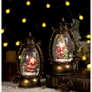 Karácsonyi Lámpás Mikulással, LED Hóesés Effekttel, 25 cm 146114869 - Sumker