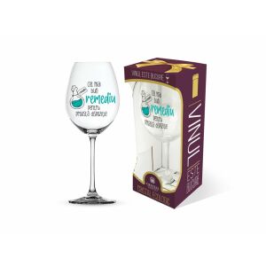 Pahar pentru vin, mesaj amuzant "cel mai bun remediu pentru proastă dispoziție" 146115577 - Pahare