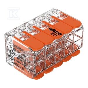 WAGO COMPACT 221-420 Gyorscsatlakozó 10x 0,2-4,0mm2 univerzális (huzalra / sodronyra) 450V/32A Eredeti 15db.