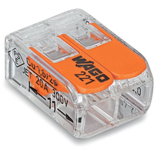 Univerzális gyorscsatlakozó LINK/WIRE 2x 0,2-4mm2 WAGO 221-412 (100 db-os csomag) 146124019